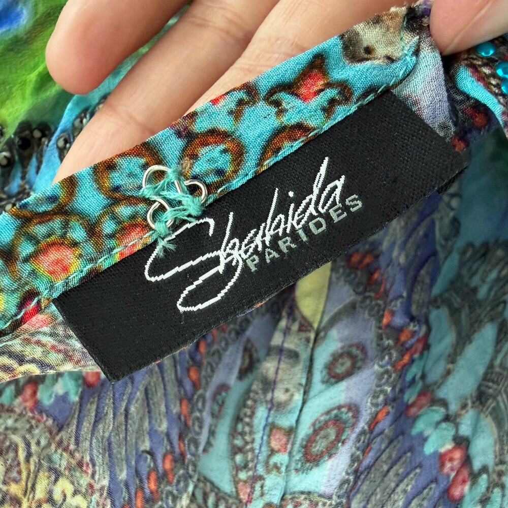 Shahida Parides Dress One Size Halter Rhinestone Watercolor Convertible 3 Way - Picture 7 of 9